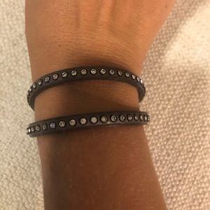 Chan Luu leather wrap bracelet with rhinestones